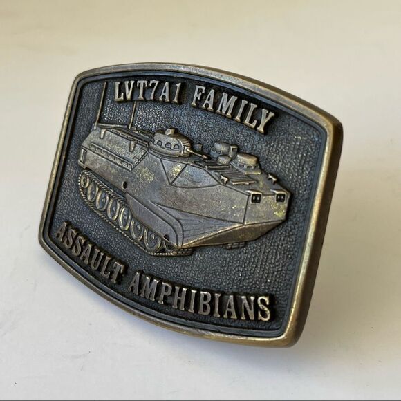 LVT7A1 FAMILY ASSAULT AMPHIBIANS Military Brass Buckle Jack Nadel Inc California